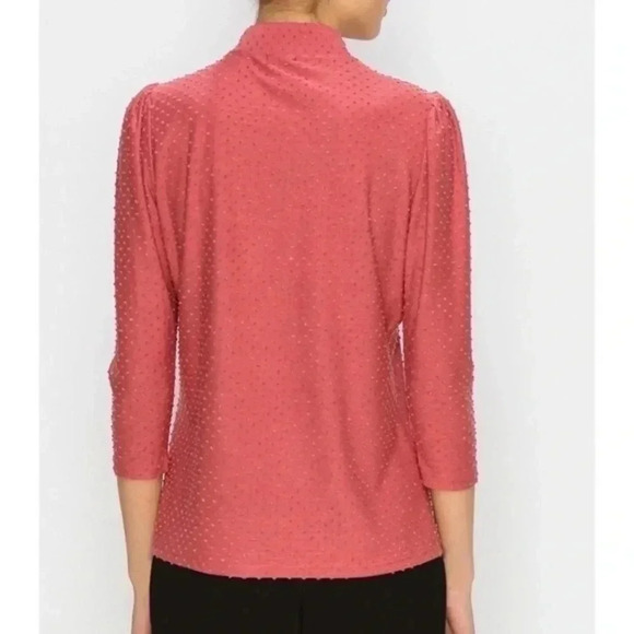 W5 dark coral Swiss dot v neck tie top Small - Picture 2 of 8